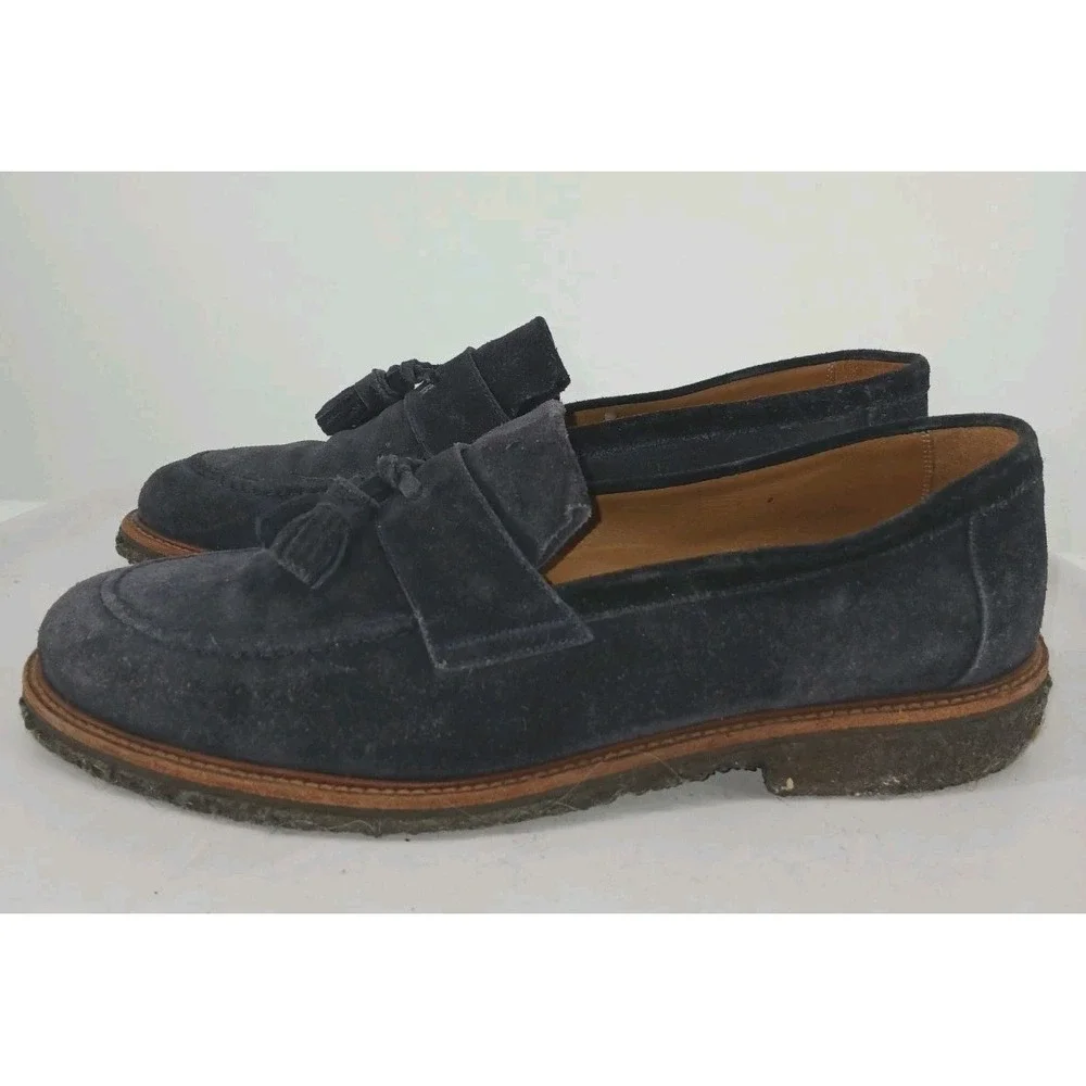 SuitSupply Navy Blue Suede Tassel Slip-On Loafers Size US10 EU43  C132